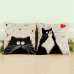 Pillow Cover Pattern printing Black and white Cat 18 Inch Home Decor Cute Linen   172800585107